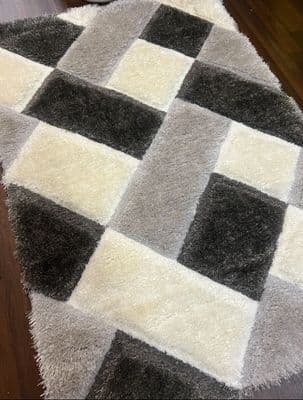 Rug Approx 8x5ft 160x230 3D Rugs Top Quality Grey-Silver Thick Shaggy Soft Large