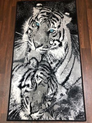 Rugs Approx 4x2ft 60cmx110cm Woven Top Quality Tiger Rugs/Mats Black/Silver new
