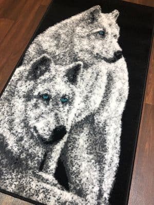 Rugs Approx 4x2ft 60cmx110cm Woven Top Quality wolves Rugs/Mats Black-Silver