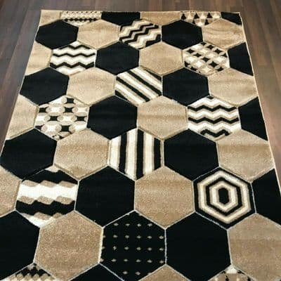 Rugs Approx 6x4ft 120cmx160CM Carved Rug Top Quality Beige/Black Nice Designs