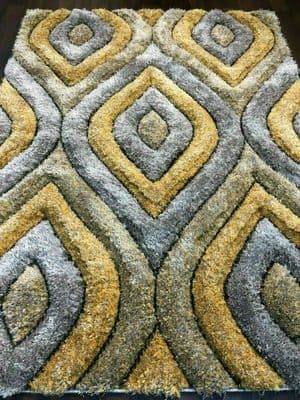 Rugs Approx 6x4Ft 120x160CM Tear Drop 3D Rugs Top Quality Mustard/Grey/Silver