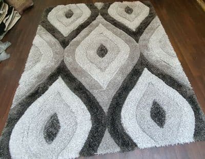 Rugs Approx 7x5Ft 160CMX210CM Carved 3D Design Quality Grey-Dark Grey Rugs Woven
