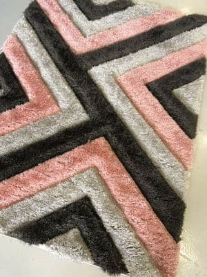 Rugs Approx 7x5Ft 160CMX210CM Carved 3D Design Quality Grey-Pink Grey Rugs New