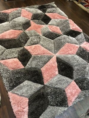 Rugs Approx 7x5Ft 160CMX210CM Carved 3D Design Quality Grey-Pink Grey Rugs Woven