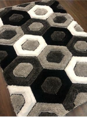 Rugs Approx 7x5ft 160x210cm 3D Rug Top Quality Grey/black Rug Shaggy Soft Large