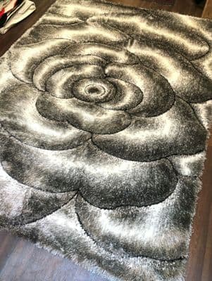 Rugs Approx 7x5ft 160x210cm Rose Design Rugs Top Quality Grey/Cream/Silver 3D