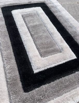 Rugs Approx 8x5ft 160x230 3D Rug Top Quality Grey-black Thick Shaggy Soft Large