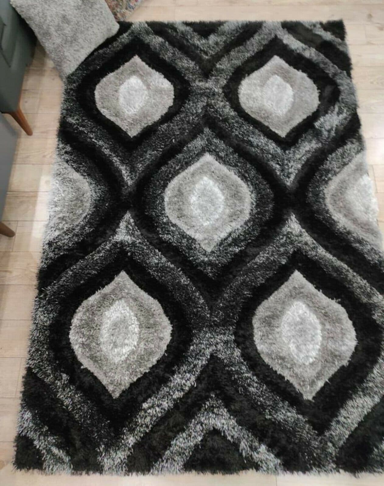 khamse rug今だけお値下げ！ Rugs Approx 8x5ft 160x230CM Carved Top Quality Grey/Black