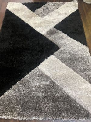 Rugs Approx 8x6ft 180x240cm 3D Rug Super Shaggy Grey-Silver Rug Carved Thick Mat