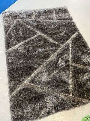 Rugs Approx 8x6ft 180x240cm 3D Rug Super Shaggy Grey-Silver Rug Carved Thick X