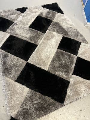 Rugs Approx 8x6ft 180x240cm 3D  Super Shaggy Grey-Silver Rug Carved Thick Carpet