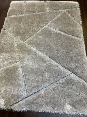 Rugs Aprox 8x6ft 180x240cm 3D Super Shaggy Grey/ Silver Carved Thick Carpet X