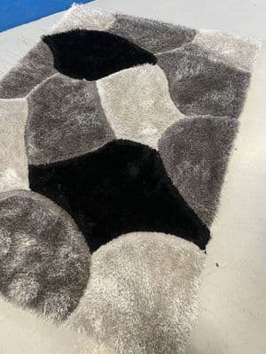 Rugs Aprox 8x6ft 180x240cm 3D Super Shaggy Grey-Silver Carved Thick X-Large Rug