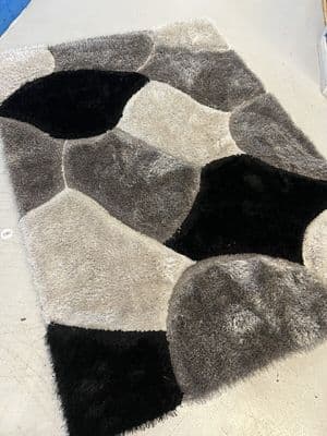 Rugs Aprox 8x6ft 180x240cm 3D Super Shaggy Grey/Silver Carved Thick X-Large RugX