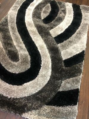 RUGS HAND CARVED APPROX 6FTX4FT 120X170CM GREY/BLACK TOP QUALITY PUFFY  RUGS X