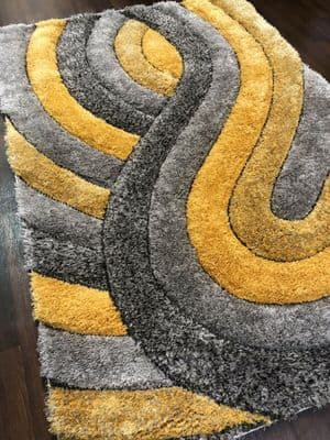 RUGS HAND CARVED APPROX 6FTX4FT 120X170CM GREY-YELLOW TOP QUALITY PUFFY  RUGS