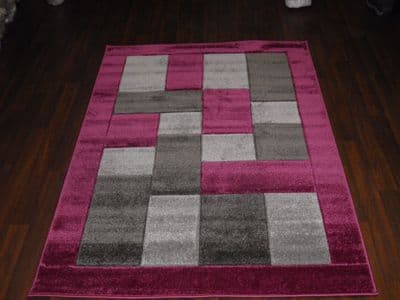 RUGS HAND CARVED PURPLE/GREYS 120X170CM APROX 6FTX4FT SUPER QUALITY BLOCKS