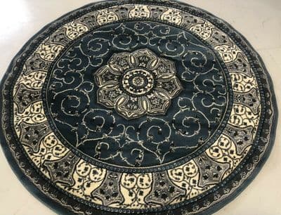 STUNNIG 150X150CM CIRCLE RUGS WOVEN BACK HAND CARVED BLUE/GREY RANGES RUGS-MATS (1)