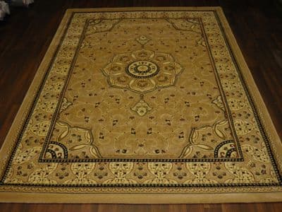 Woven Backed Beige Traditional Carved Rug 160cm x 230cm Approx 8x5 Top Quality