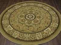 Woven Backed Circle Beige Traditional Carved Rug 150cm x 150cm Circular Top Quality