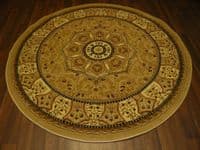 Woven Backed Circle Beige Traditional Carved Rug 150cm x 150cm Circular Top Quality