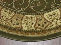 Woven Backed Circle Green Traditional Carved Rug 150cm x 150cm Circular Top Quality