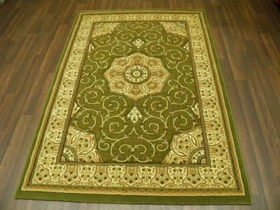 Woven Backed Green Traditional Carved Rug 120cm x 170cm Approx 6x4 Top Quality