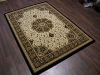 Woven Backed Ivory/Black Traditional Carved Rug 120cm x 170cm Approx 6x4 Top Quality
