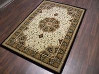 Woven Backed Ivory/Black Traditional Carved Rug 120cm x 170cm Approx 6x4 Top Quality