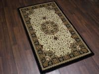 Woven Backed Ivory/Black Traditional Carved Rug 80cm x 140cm Approx 5x3 Top Quality