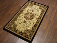 Woven Backed Ivory/Black Traditional Carved Rug 80cm x 140cm Approx 5x3 Top Quality