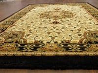 Woven Backed Ivory/Black Traditional Carved Rug 80cm x 140cm Approx 5x3 Top Quality