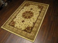 Woven Backed Ivory/Red Traditional Carved Rug 120cm x 170cm Approx 6x4 Top Quality