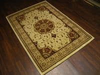 Woven Backed Ivory/Red Traditional Carved Rug 120cm x 170cm Approx 6x4 Top Quality