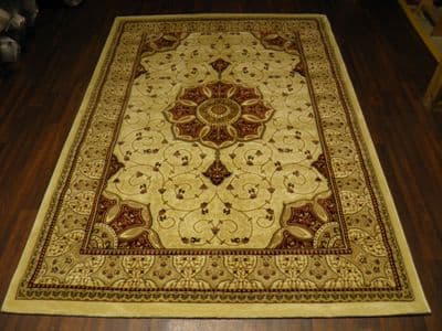 Woven Backed Ivory/Red Traditional Carved Rug 160cm x 230cm Approx 8x5 Top Quality