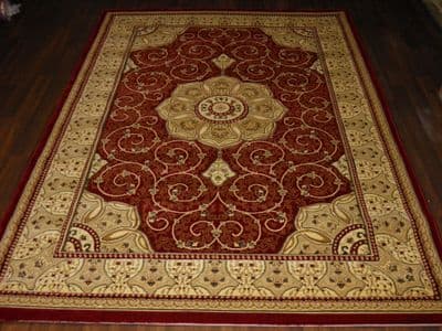 Woven Backed Red Traditional Carved Rug 160cm x 230cm Approx 8x5 Top Quality