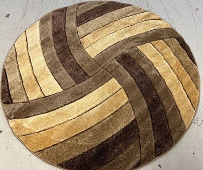 X MODERN 140X140CM CIRCLE RUGS  4FT6 WOVEN  HAND CARVED NEW DESIGN BROWN/BEIGE X