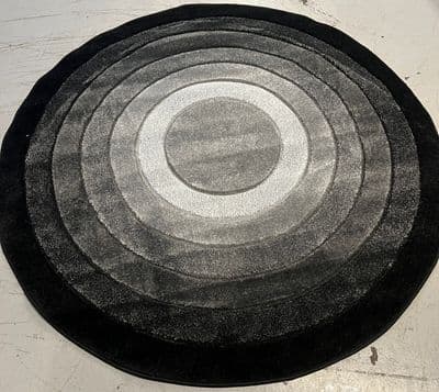 X MODERN 140X140CM CIRCLE RUGS  4FT6 WOVEN  HAND CARVED NEW DESIGN SILVER/BLACK