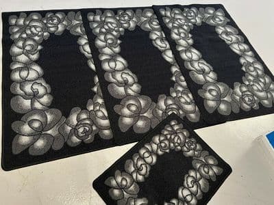 X ROMANY GYPSY WASHABLES 2022 NEW DESIGN SET OF 4 MATS/RUG SILVER NON SLIP LARGE