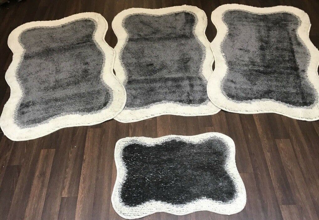 Set De 4 Tapis Lavables Romany - Design Bohème, Couleur Beige Clair, Antidérapant