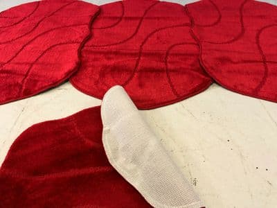 X ROMANY GYPSY WASHABLES NICE NON SLIP SETS OF 4 MATS-RUGS RED TOURER SIZE SALEX