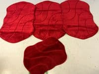 X ROMANY GYPSY WASHABLES NICE NON SLIP SETS OF 4 MATS-RUGS RED TOURER SIZE SALEX