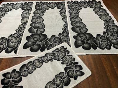 X ROMANY GYPSY WASHABLES SET OF 4 MATS GREY NICE NON SLIP GYPSY MATS GOOD RUGS