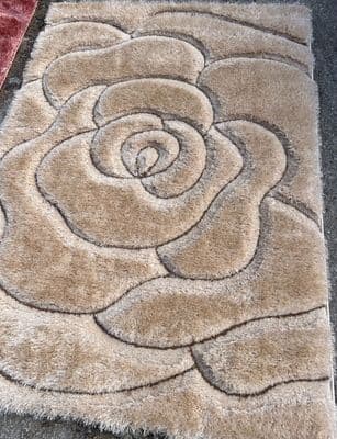 X ROMANY NON WASHABLES CHALLET ROSE RUG/MAT 3D CREAM WOVEN LARGE SIZE 160x230CM