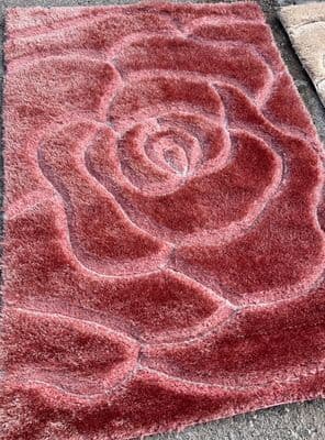 X ROMANY NON WASHABLES CHALLET ROSE RUG/MAT 3D PINK WOVEN LARGE SIZE 160x230CM