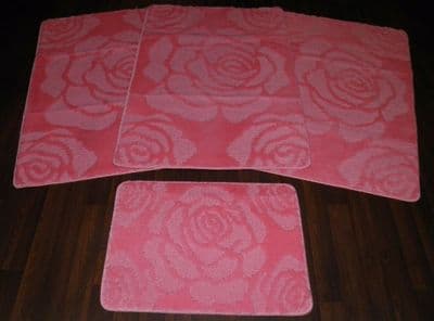 X ROMANY WASHABLES NEW 2021 SUPER THICK NEW DESIGNS 4PC SET BRIGHT PINK NON SLIP