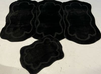 X ROMANY WASHABLES TRAVELLER MATS SET OF 4 NO SLIP TOURER SIZE THICK MATS BLACK