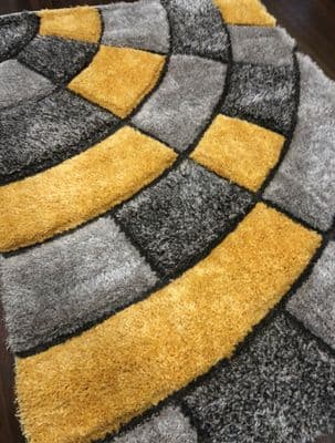 X Rugs Approx 6x4Ft 120x160CM 3D Rug Top Quality Grey/Yellow Carved Rug Shaggy X