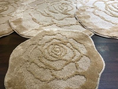 XROMANY WASHABLE MATS SUPER THICK ROSE LIGHT BEIGE SET OF 4 3X100X100CM+DOORMAT