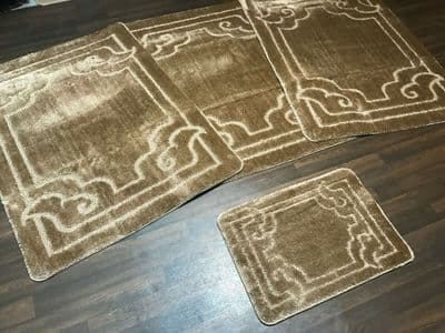 XROMANY WASHABLES GYPSY MATS 4PC SETS NON SLIP GERMAN BOARDER REGULAR BROWN RUGS